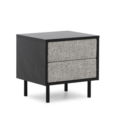 Light gray Bedroom Furniture Designer textile bed 2x Bedside tables Stool