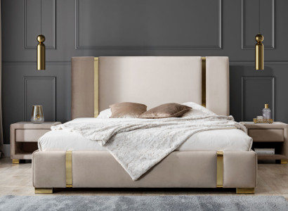 Complete e Bedroom Suite stainless steel Double bed Upholstery Bedside tables