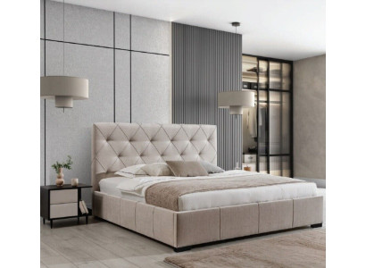 Beige Chesterfield Double bed Textile Bedside tables Bedroom Suite