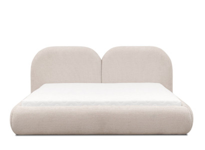 Beige Bedroom Double bed Round Textile Headboard Upholstered Beds new
