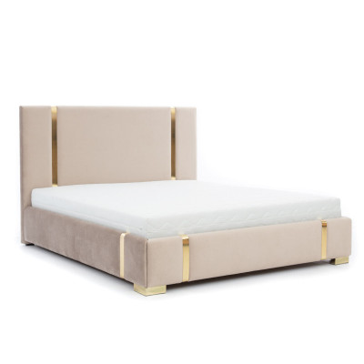 Beige Stainless Steel Bed Bedroom Beds Modern Upholstered bed Furniture new