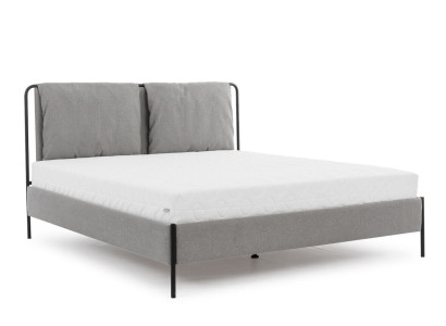 Modern Bedroom Bed Gray Double bed Metal frame Textile beds