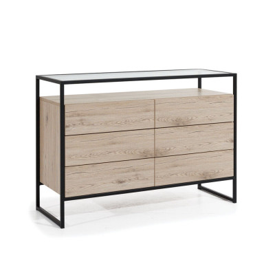 Brown Bedroom Chest of drawers 3-Drawers Modern Wood Sideboard Furniture