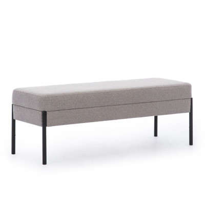 Gray Bedroom Bench seat Designer Wooden Frame Textile Upholstered Bench