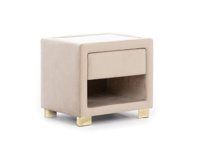 Beige Square Bedside Table Designer Wooden Frame Modern Furniture new