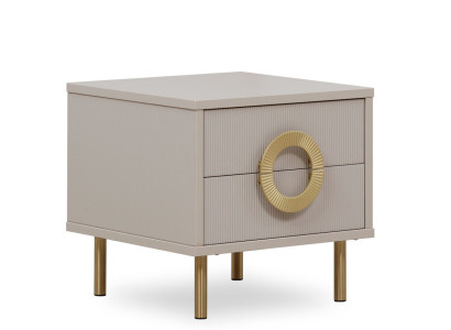Designer Beige Bedside table with 2 drawers Bedroom bed console