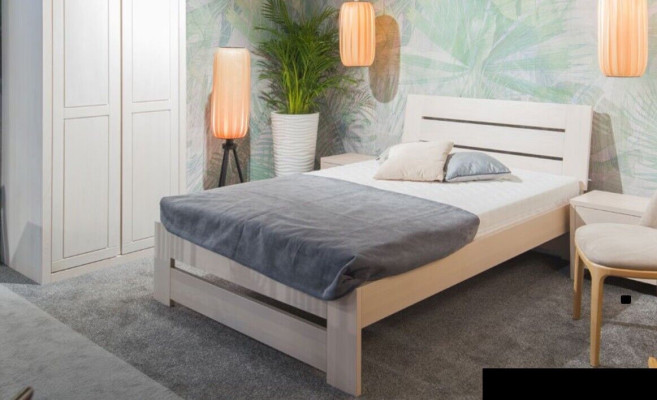 Bed Wood Massive Beds 100x200cm Single Bed Solid Furniture Furniture Bedroom
