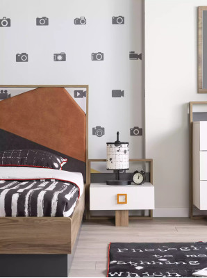 Bedside table night console children's bedside table Childrens room Wood Gray Modern