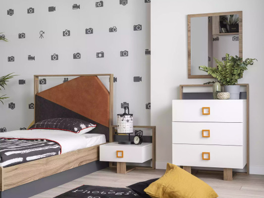 Bedside table night console children's bedside table Childrens room Wood Gray Modern