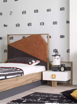 Bedside table night console children's bedside table Childrens room Wood Gray Modern