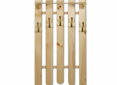 Handcrafted wall coat rack made from solid pine wood Wardrobe with 5 hooks