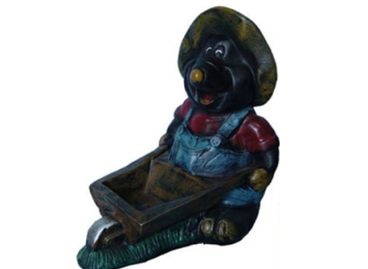 Design Mole Wheelbarrow Figure Statue Sculpture Figures Decoration 45cm Decoration