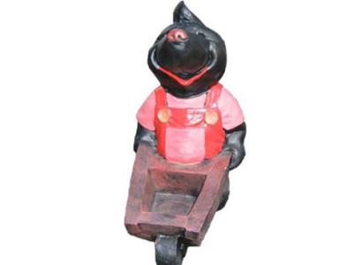Design Mole Wheelbarrow Figure Statue Sculpture Figures Decoration 34cm Decoration