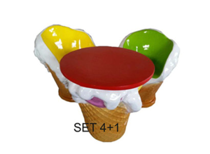 Ice Cream Furniture Table 4 Chairs Ice Cream Parlor Dining Suite Armchair Tables 5er