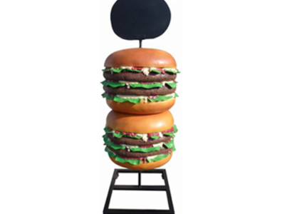 Sculpture Double Cheeseburger Hamburger Stand Decorative Figure Statue