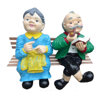 Decorative figure statue sculpture 64 cm figures statues sculptures pensioner couple garden