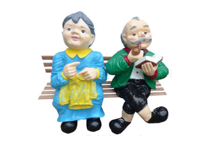 Decorative figure statue sculpture 64 cm figures statues sculptures pensioner couple garden