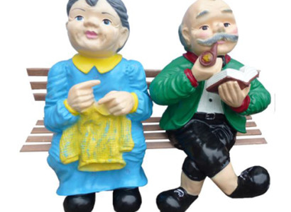 Decorative figure statue sculpture 64 cm figures statues sculptures pensioner couple garden