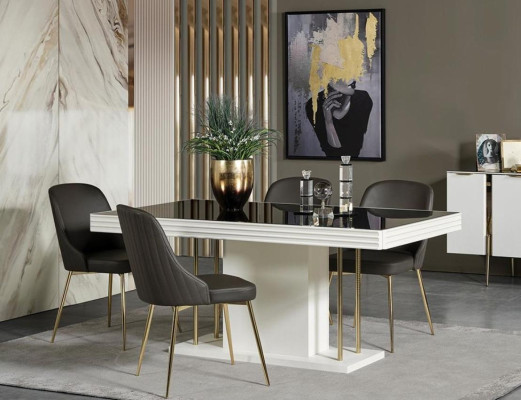 White -Gray Dining set Designer Suite Luxury Dining table 6x Chairs 7pcs