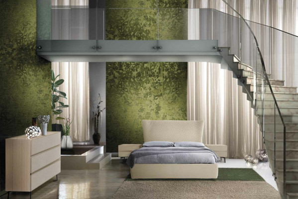 Bedroom 3 pcs. Set Bed 2x Bedside table Console Beds Hotel Double Upholstery