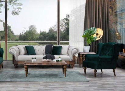 Classic Sofa set 3-Seater + Armchair Chesterfield Designer Furniture