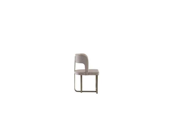 Chair Beige Elegant Modern Dining room Beautiful Fabric Design Luxury Metal Chairs