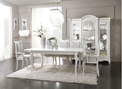 Classic Dining room Set Table + 6 Chairs Suite Tables Group Chair Textile