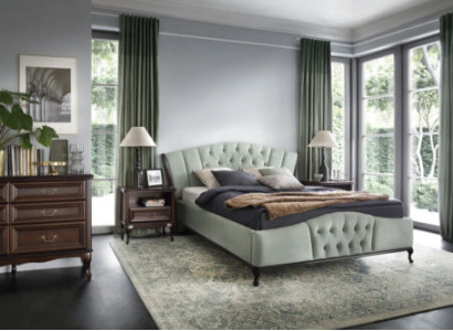 Green Chesterfield Bed with Wood Bedroom Furniture Beds Royal