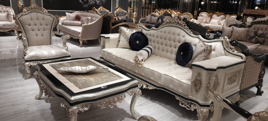 Chesterfield sofa set set 3+1 luxury 2-piece. Fabric sofa living room