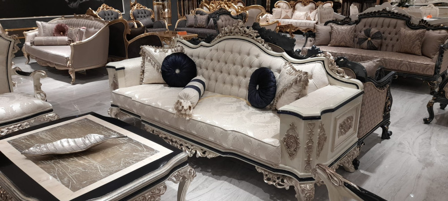 Chesterfield sofa set set 3+1 luxury 2-piece. Fabric sofa living room