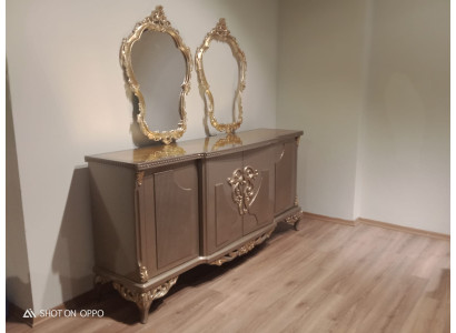 Sideboard with Mirror Taupe Brown Wood Wardrobe Sideboard Sideboard 2-piece