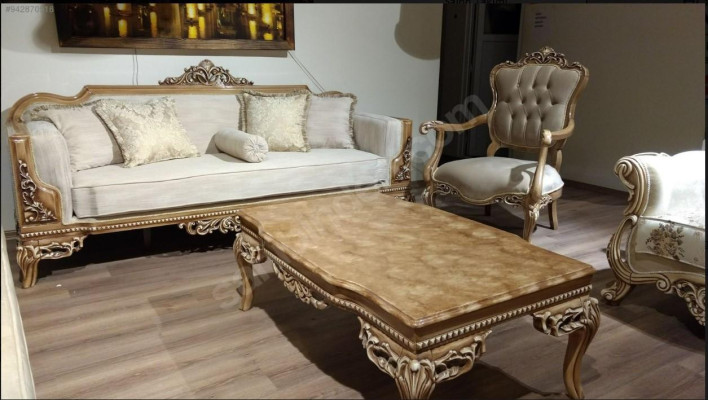 Designer Sofa Light Fabric Cover 3 Seater + Coffee Table New Model for Living Room
