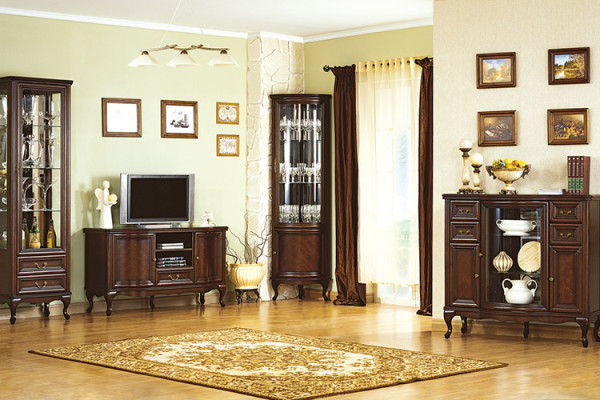 4-piece Living room Furniture Set Italian style Chest of drawers Display case TV cabinet Chippendale