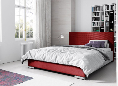 Bed frame Double bed Bed Red Marriage bed Beds Upholstered bed Modern Polyester 180cm