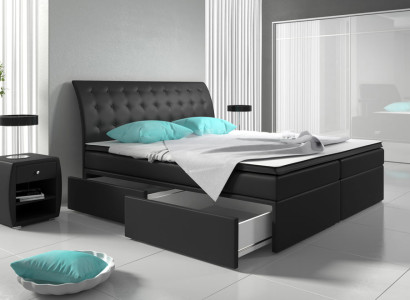 Box spring bed Beds Bed Upholstery Imitation leather Designer Hotel Double Luxury Design
