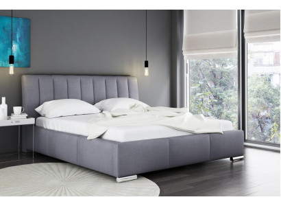 Bed Double bed Furniture Bed frame Fabric 160x200 Textile Upholstered bed Gray Beds