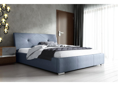 Blue's Upholstery Bed Double Hotel Beds Bedroom Bed Frame Fabric Blue Wood