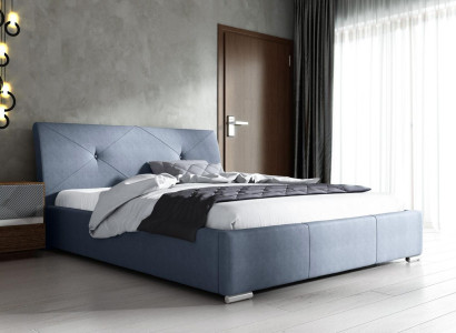 Blue's Upholstery Bed Double Hotel Beds Bedroom Bed Frame Fabric Blue Wood