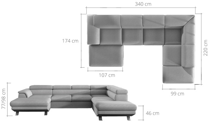 Corner sofa U-shape Sofa Living landscape Suite Upholstery Bed function Design Modern