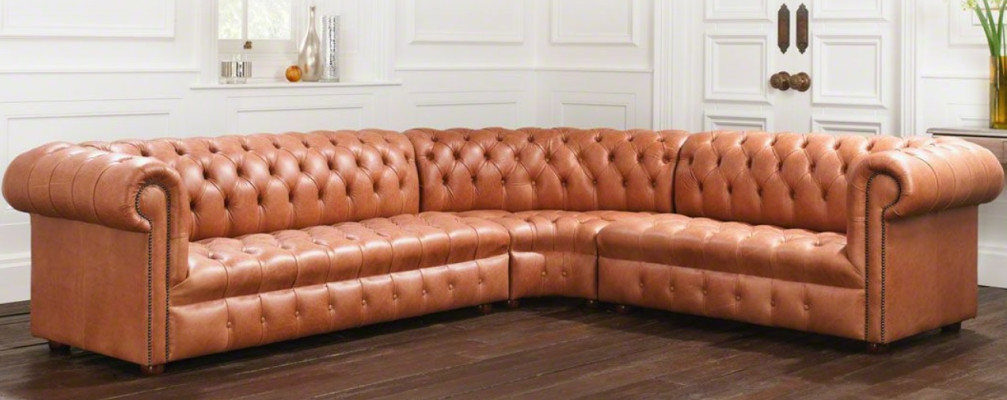 Living landscape Corner sofa Chesterfield Leather Corner sofa Couch Upholstery Corner