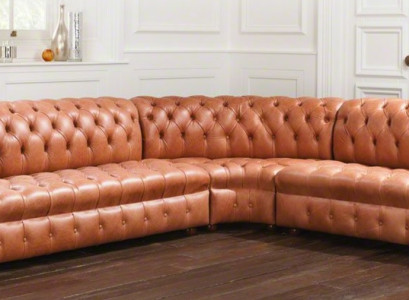 Living landscape Corner sofa Chesterfield Leather Corner sofa Couch Upholstery Corner