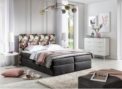 Beds Box Spring Bed Textile Design Double Hotel Modern Bed Bedroom Flowers