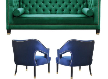 Green Sofa Set 3 Piece Set Couch Sets Seat Upholstery Chesterfield Set Velvet