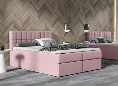 Bed Rosa Fabric Box Spring Bed Textile Design Double Hotel Modern with bed base