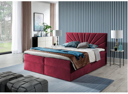 Box spring bed Double bed Bed with bed base Married bed Beds Upholstered bed Red new