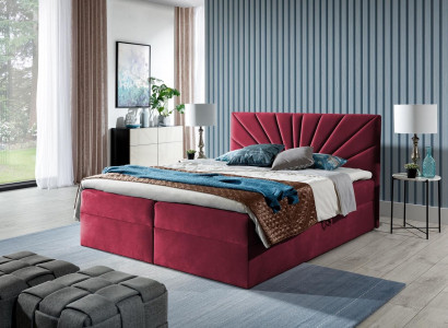 Box spring bed Double bed Bed with bed base Married bed Beds Upholstered bed Red new