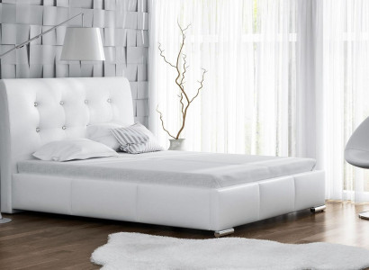 Marriage Bed Bed Frame Beds Upholstered bed Double bed White Polyester Contemporary