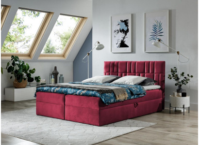 Double bed Box spring bed Bed with bed base Married bed Beds Upholstered bed Red new
