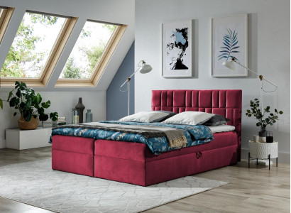 Double bed Box spring bed Bed with bed base Married bed Beds Upholstered bed Red new