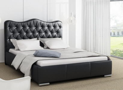 Bed frame Beds marriage bed Modern Bed Imitation leather Upholstered bed Double bed Black